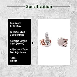 ELCOKITEX 2Pcs B10K Mini Guitar Pots 15mm Knurled