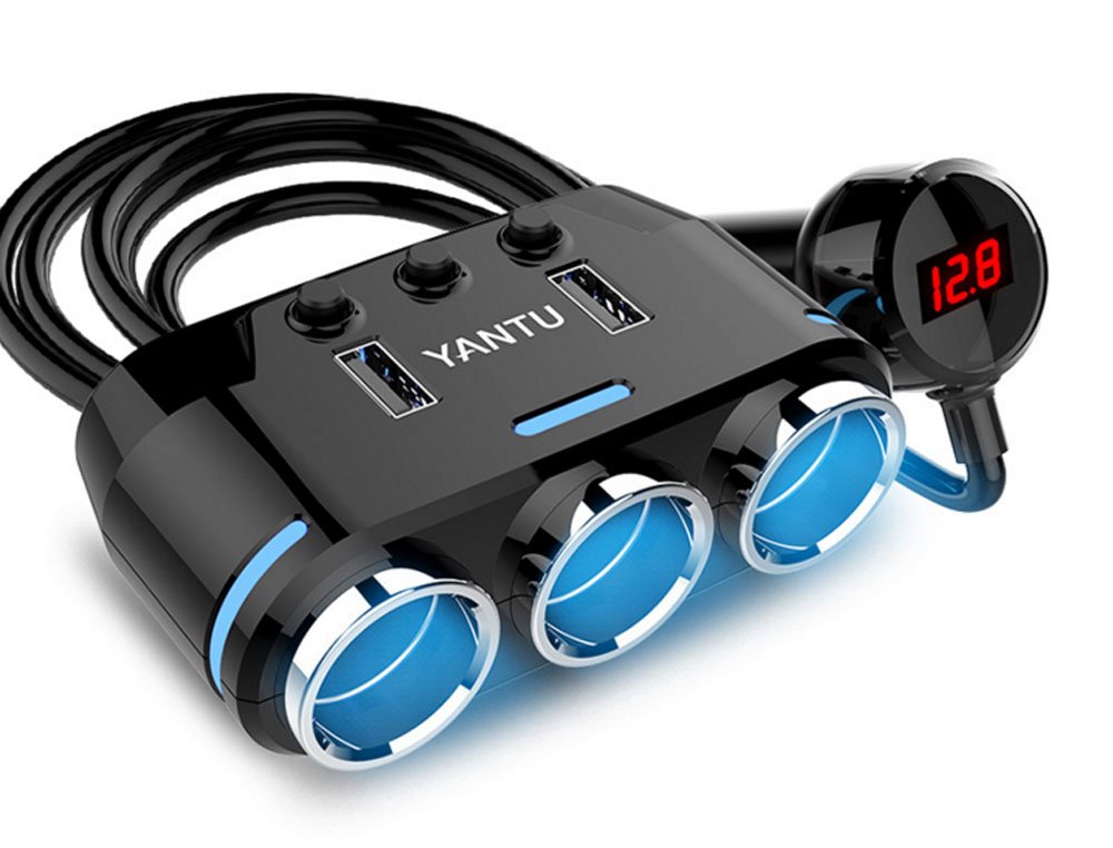 最新情報 Yantu 1 W 3ソケット車シガレットライター電源アダプタスマート電話dcソケットディスペンサーwith 12 V 24 Vデュアルusb車充電器 Wired ブラック B07ct8z9kp Wired 全国宅配無料 Bruken Cl