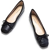 C.Paravano Ballet Flats for Women Square Toe Slip-on Bow Ballerina Shoes | Lambskin insole, Comfortable, Soft, Lightweight, Casual, Rubber outsole