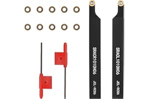 LYMMIYTC 3/8"10mm Indexable Lathe Turning Tool12Pcs Kit- 2Pcs Metal Lathe Tools Holder Set with 10Pcs Round Carbide Insert Turning Inserts for Turning Grooving Boring Threading Cutting
