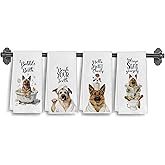 Elefeltclave Funny German Shepherd Hand Towels,Yorkie Bathroom Kitchen Towels,German Shepherd Gifts for Women Men,Dog Lovers Washroom Decor,Dog Mom Gifts,Hello Sweet Cheeks Bathroom Decor Set of 4