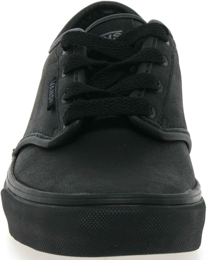 vans black leather school shoes