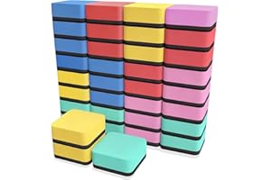 DEMIBAZ 35 Pack Magnetic Whiteboard Erasers, 5 Color Mini Dry Erase Erasers for Classroom, Office, Home & School, Reusable EV