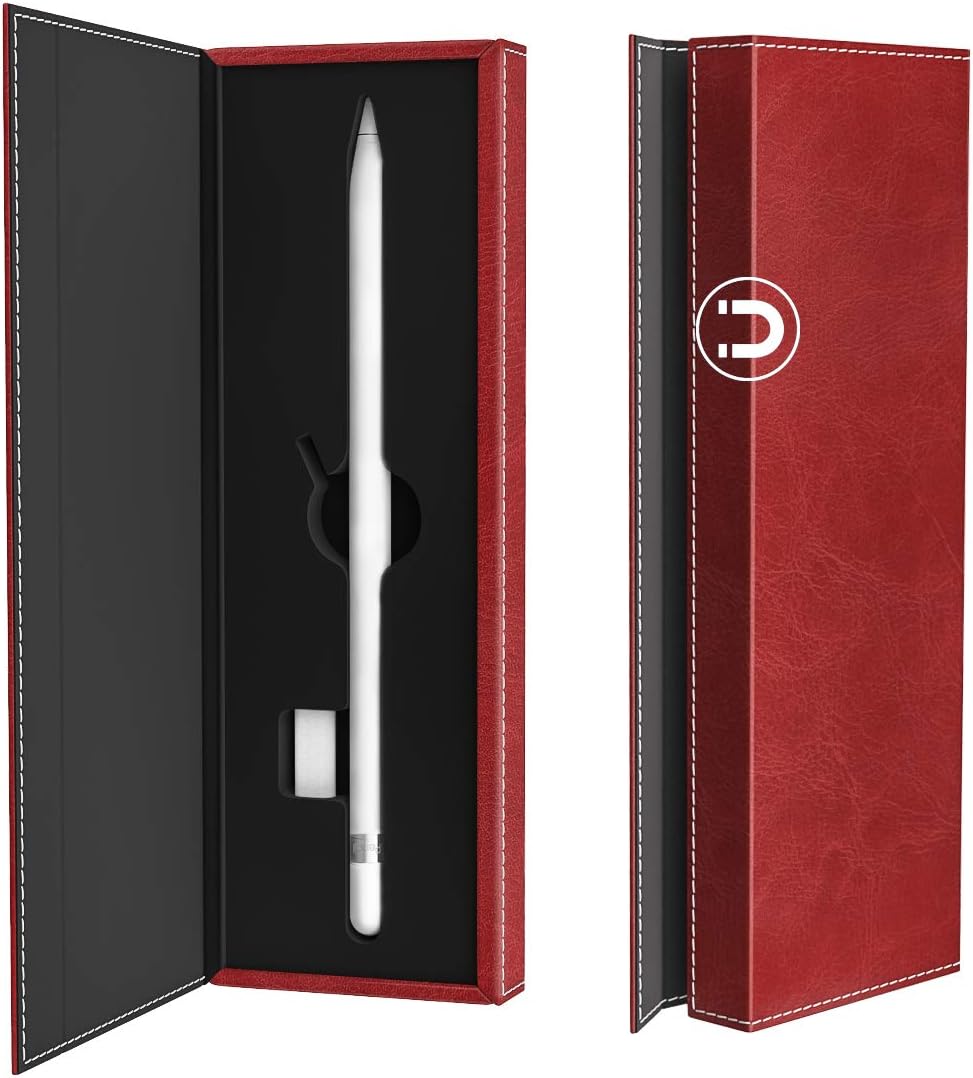 TiMOVO Holder Case for Apple Pencil 1st Gen, PU Leather Protective Storage Pouch with Built-in Slot Fit iPad 8th & 7th & 6th Gen/iPad Pro 12.9/iPad Pro 10.5/iPad Pro 9.7/iPad Air 3/iPad mini5 - Red