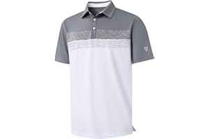 M MAELREG Golf Shirts for Men Dry Fit Performance Chest Print Color Block Moisture Wicking Casual Short Sleeve Polo Shirts