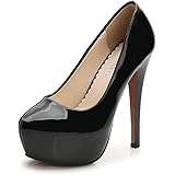 OCHENTA Women's Round Toe Stiletto High Heel Platform Slip On Pumps
