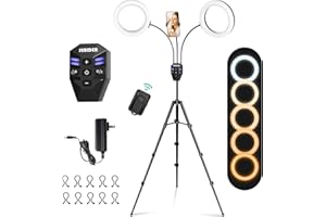 SEBIDER Dual 36W 6500K LED Ring Light with 73" Extendable Tripod Stand & Phone Holder, Portable Light Rings Used for YouTube Video/Selfie/Live Stream/Makeup/TikTok