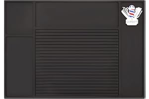 CESTOMEN Barber Organizer Mat Flexible PVC Station Mat, Salon Barbershop Work Station Pads Clipper Counter Mat, Barber Organizer Mat,Salon Barber Shop Work Table Mat (19" X 13”)