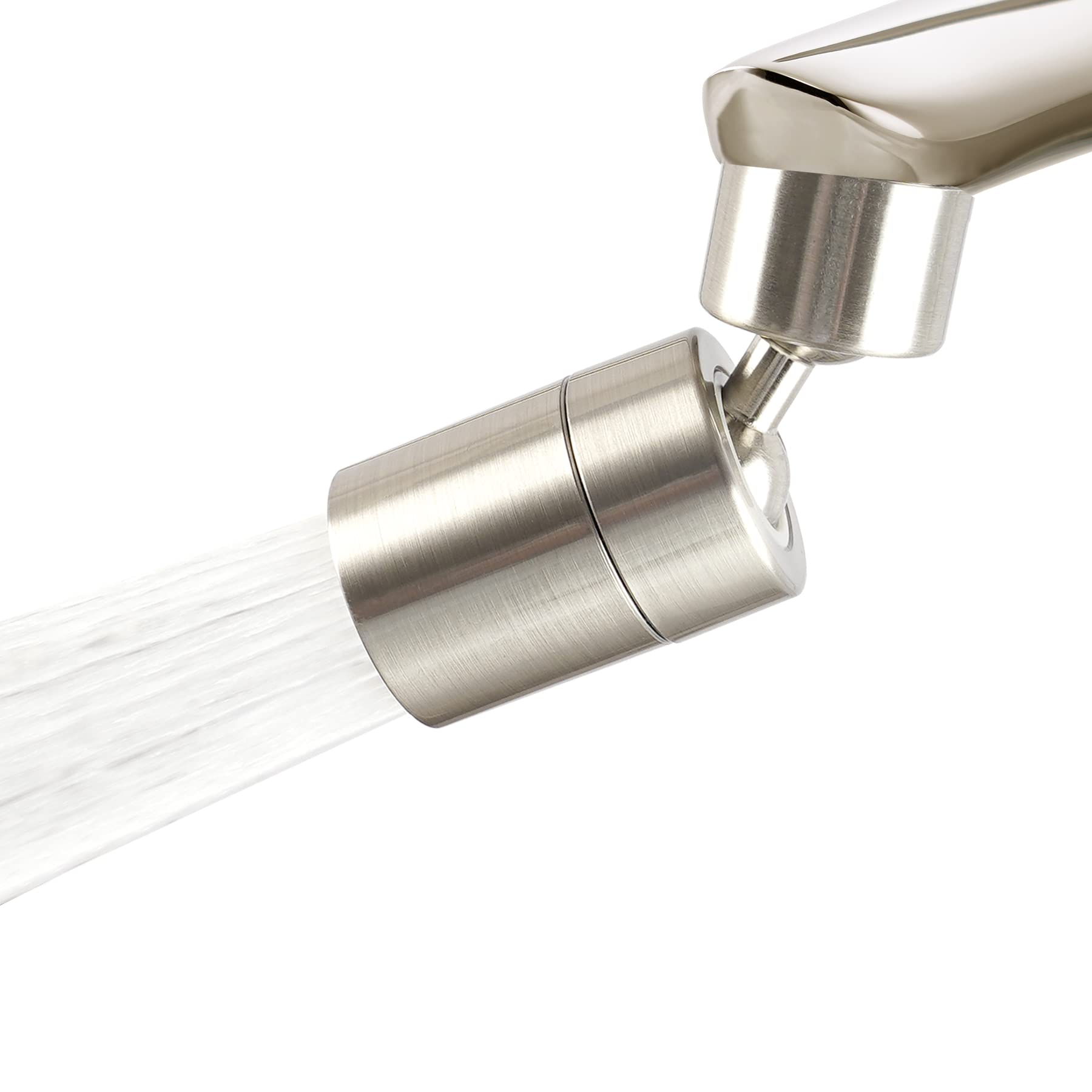 Photo 1 of Hibbent Dual-function NSF/ANSI/CAN 61 Certified Faucet Aerator, CUPC Certification Rotate Kitchen Sink Aerator Sprayer Head 360° Swivel Sink Sprayer Attachment-55/64" Female Thread-Brushed Nickel