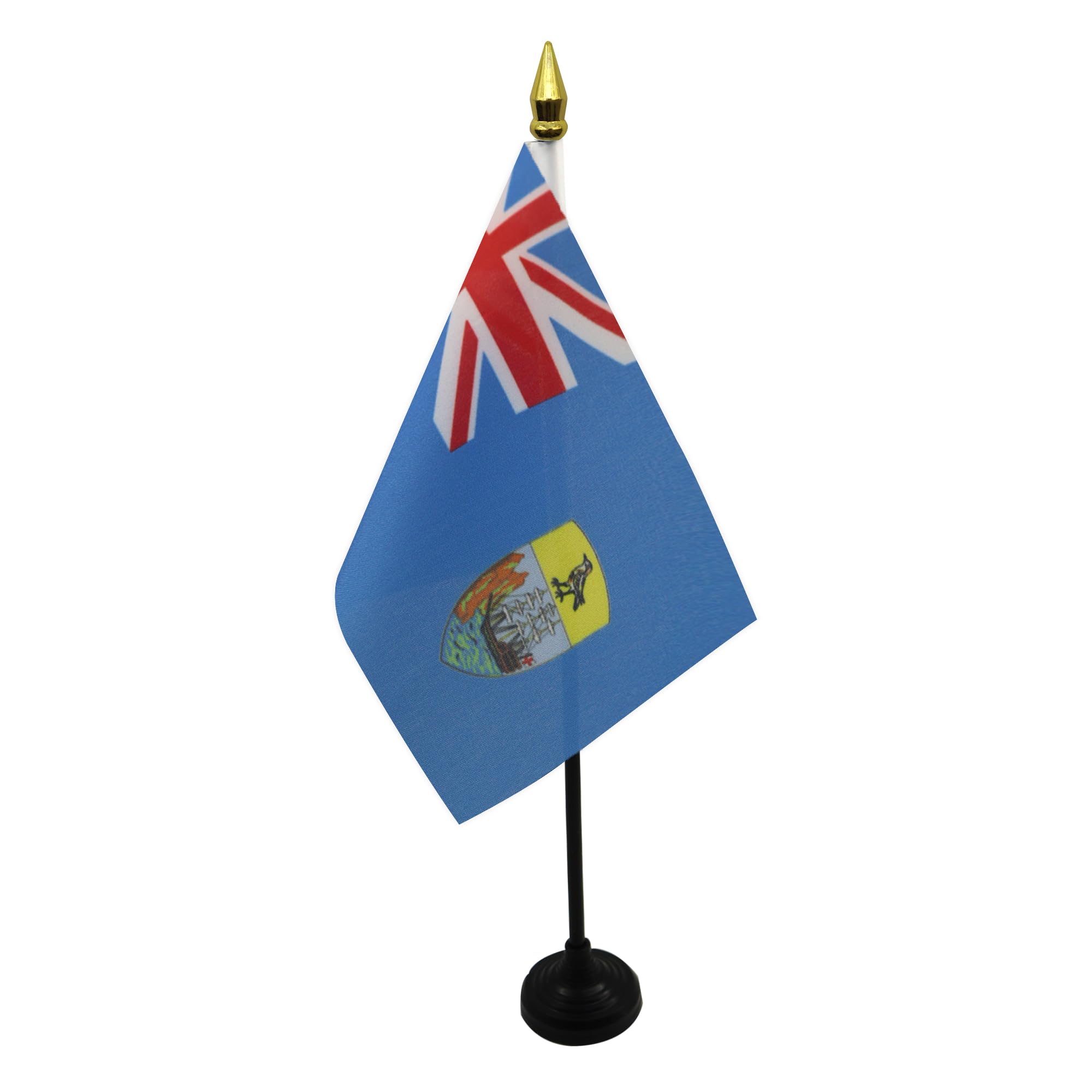 AZ FLAG - Saint Helena Table Flag 4'' x 6'' - Saint Helenian Mini Desk Flag 100% Polyester 15 x 10 cm - Office Mini Banner with 10'' Pole - Golden Spear — image 1
