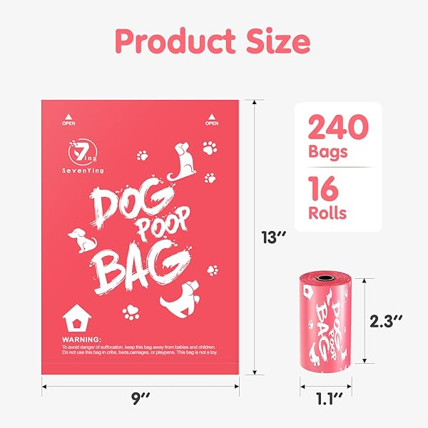 SEVENYING DOG POOP BAGS SCENTED, 240 COUNTS DOG WASTE BAGS, EXTRA THICK POOP BAGS FOR DOGS, LEAK PROOF DOGGY POOP BAGS