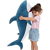 MorisMos 39inch Giant Shark Stuffed Animal, Large Stuffed Shark Plush Toys Pillow Gift for Kids Girlfriend, Blue