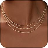 Layered Necklaces for Women,Gold Necklace Stack Dainty 14k Gold Plated Layered Choker Necklace Trendy Box Chain Necklace Jewerly Set for Women Satement Jewerly Gifts Non Tarnish