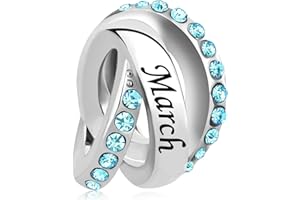 LSxAB January to December 12 Months Colors Birthstone Charms Compatible with Pandora Charm Bracelets