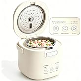 Mini Rice Cooker 2 Cups Uncooked &ndash; Compact Small Rice Cooker | with Delay Timer, Non-Stick &amp; Keep Warm for Dorm, Office &amp; On-the-Go