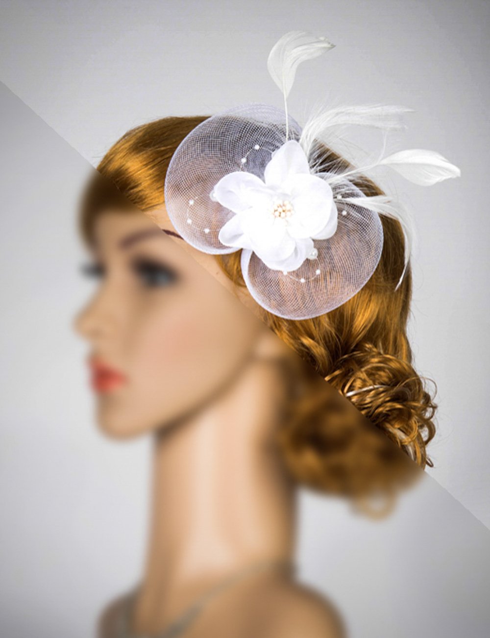 Amazon Com Wedding Fascinator Feather Hair Clip Head Piece