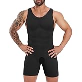 Gleefeat Mens Shapewear Bodysuit Tummy Control Full Body Shaper Compression Undershirt Thigh Slimmer Fajas Para Hombres