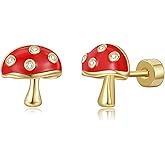 Plikin Mushroom Earrings for Women Cute Mushroom Stud Earrings Jewelry Gift for Women Teens