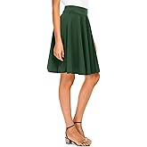 Urban CoCo Women's Basic Midi Skirt Versatile Stretchy Flared Casual High Waisted Skirt