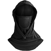 LOKZEER Balaclava Face Mask for Men Women: Lightweight Breathable Sweat-Absorbing Ski Mask with Adjustable Drawstring. UV Protection Cycling Motorcycle Face Cover - Black