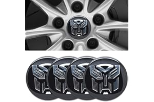 HUGIMCNT 4pcs Wheel Center Caps Sticker for Transformers, Black Aluminium Wheel Center Hub Covers Sticker, 65mm/2.56''