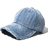 Classic Washed Distressed Vintage Baseball Cap Unconstructed Soft Cotton Denim Dad Hat for Men Women