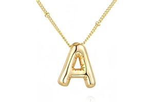 Chunyee Bubble Letter Necklace Gold for Women, 18k Gold Initial Necklaces for Women Dainty Letter Necklace With Gift Package, Ideal Jewelry Gifts for Women