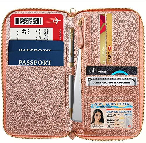Travel Document Organizer - RFID Passport Wallet Case Family Holder Id Wristlet (Rose Gold) 2 Travel Document Organizer - RFID Passport Wallet Case Family Holder Id Wristlet (Rose Gold)