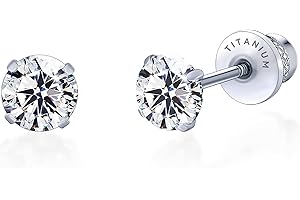 Limerencia Hypoallergenic G23 Implant Grade Titanium Screw Back Earrings Tragus 20G Helix F136 Piercing Post for Sensitive Ears Simulated Diamond Cartilage