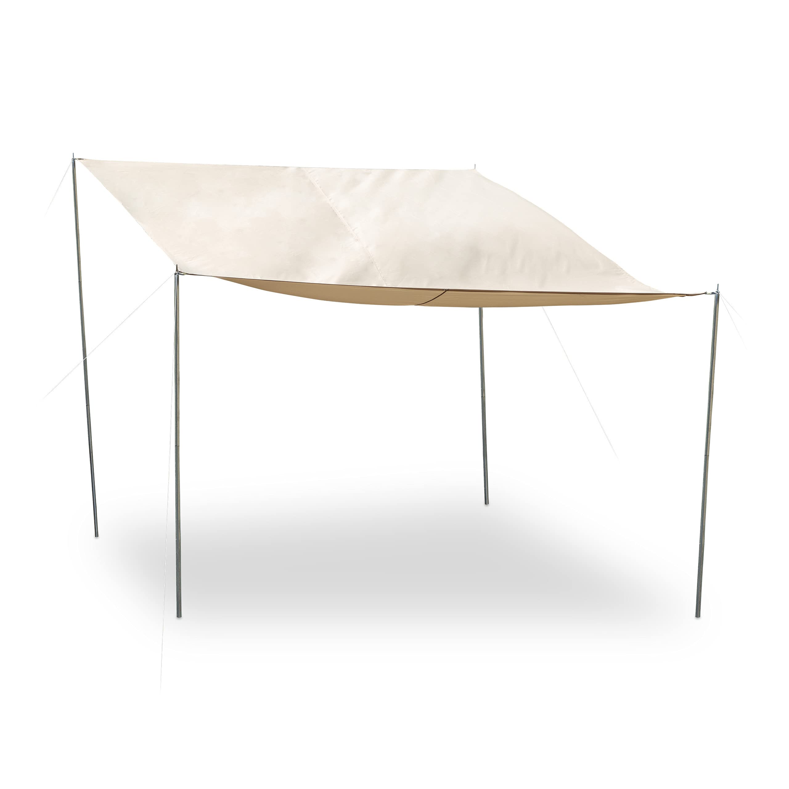 Relaxdays Rectangular Sun Sail, Plug-In Rods, Ropes, Pegs, Waterproof, UV-Opaque, Polyester, 3x4m, Beige