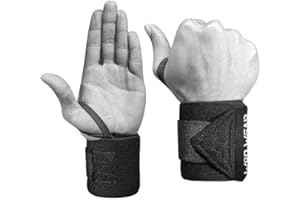 WOD Wear Elastic Wrist Wraps for Powerlifting, Strength Training, Bodybuilding, Cross Training, Olympic Weightlifting, Yoga Support - One Size Fits All