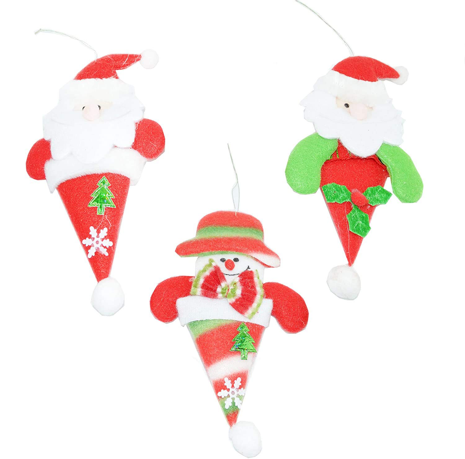 3 Soft Teddy Christmas Tree Hanging Decorations Xmas Novelty Home Decorations
