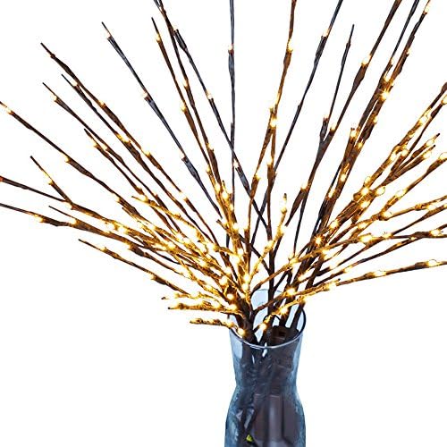 Naladoo Warm LED Willow Branch Lamp Floral Lights for Home Christmas Party Garden Decor - 20 Bulbs - 30 Inches - Battery Powered