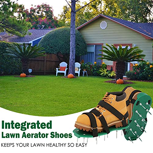 Lawn Scarifier Shoes, Aerator Sandals With Spikes And Hook Closures To Effectively Aerate The Ground Of The Lawn Aerator Universal Size Aerator For Garden Patio Without Installation