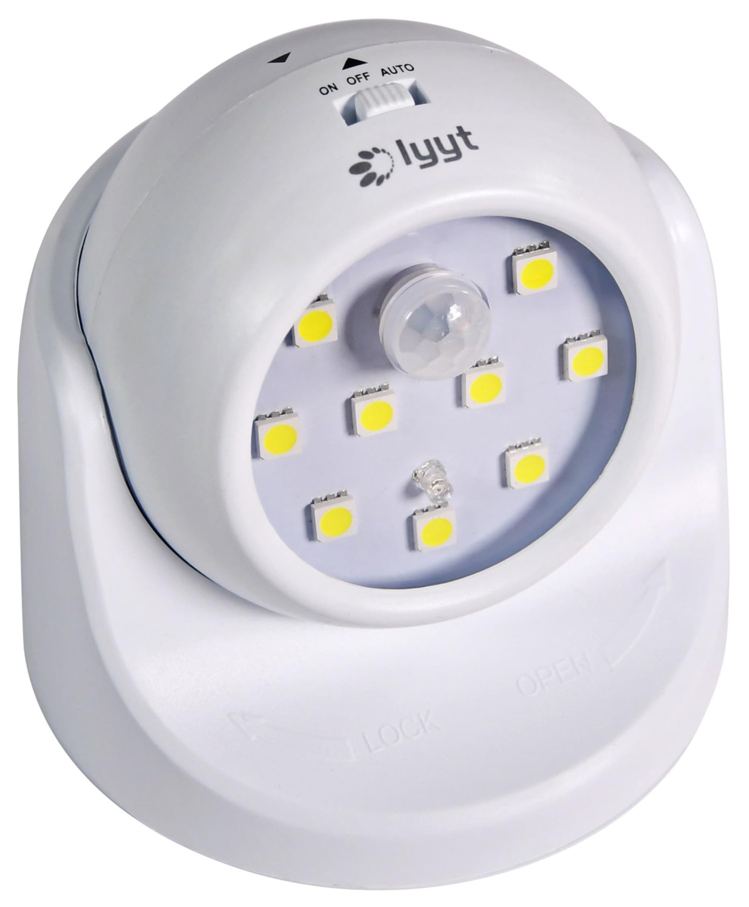 Lyyt Wireless LED Motion Sensor Light IP20 Battery Powered Indoor Wall Light for Shed Attic & Sheltered Outdoor Spot Ergonomic Design Easy Install White