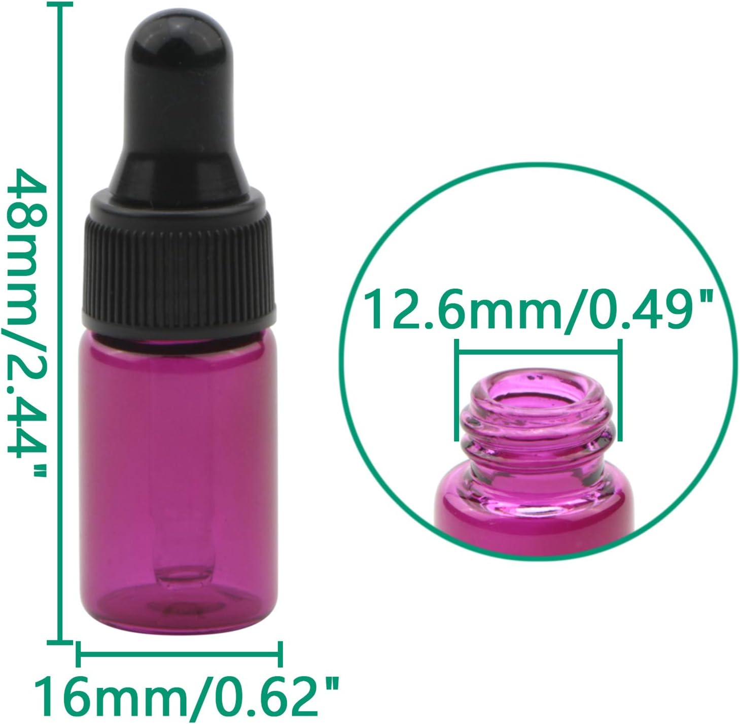 Rowiz 30 PCS 3ml Refillable Pink Glass Essential Oil Bottles Eye Dropper Vials Perfume Cosmetic Liquid Aromatherapy Lotion Sample Storage Containers Jars with Pure Dropper Sample Tubes&Black Screw Cap - Image 3