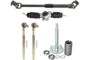 ICONSPORTSS Go Kart Steering Kit Metal 420mm Rack and Pinion Steering Gear Steering Shaft Tie Rod with Steering Wheel Holder Hub Suitable for Buggy Quad Go Kart Golf UTV
