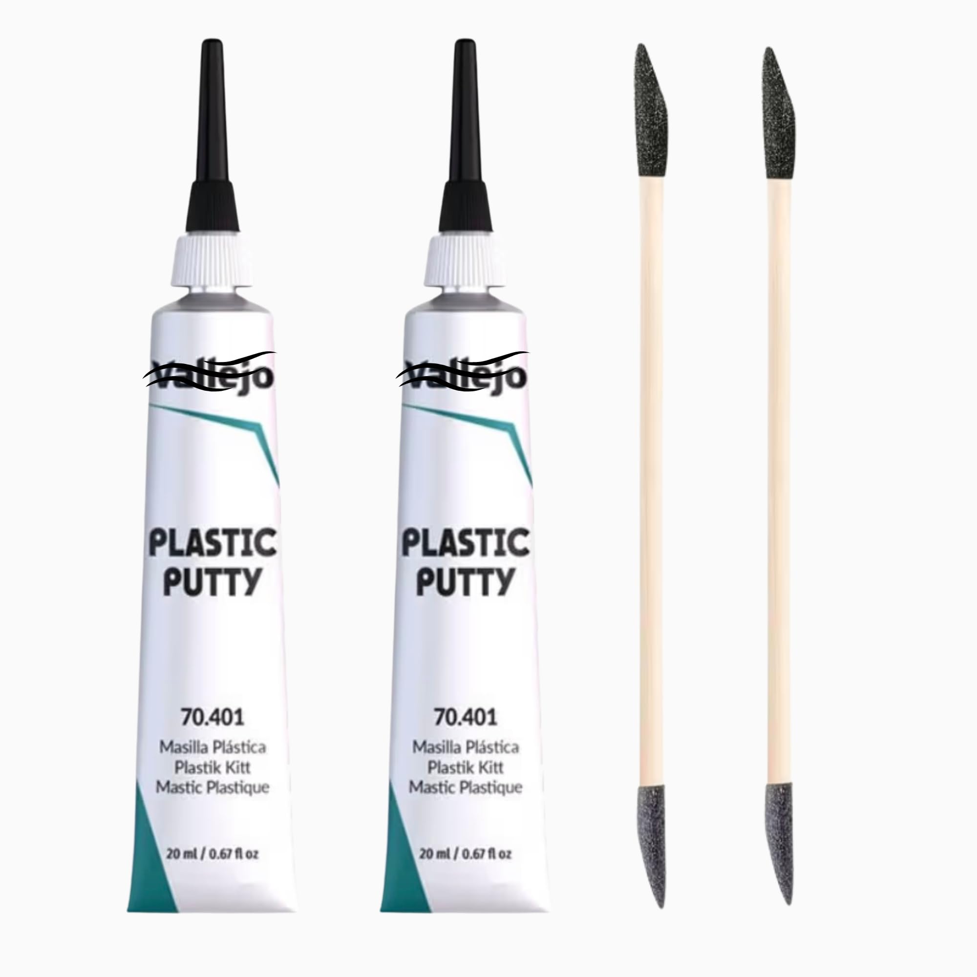 Premium Vallejo Plastic Putty 20ml x2 with Precision Sanding Applicator |Fast drying Model Gap Filler & Seam Repair Kit for Acrylic Models, Warhammer, Gundam & Scale Kits| AJ Traders Bundle