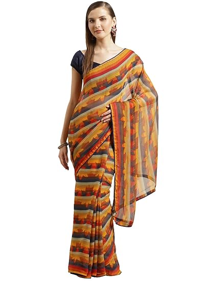 Shaily Womens Multi Georgette Printed Saree