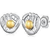 Baseball/Softball/Volleyball/Pickleball/Soccer/Basketball/Hockey/Lacrosse/Bowling/Racing Earrings 925 Sterling Silver Sport Jewelry Gifts for Women