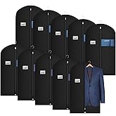 Univivi 10 Pack Suit Bags Garment Bag for Men Storage, 40-Inch Suit Bags for Closet Storage with Clear Window and ID Card Holder for Suit Jacket, Skirt, Shirt and Coat