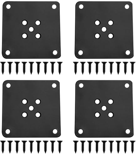 Lovelysp Metal Sofa Leg Mounting Plates - 4 Pack Furniture Repair Brackets With Screws