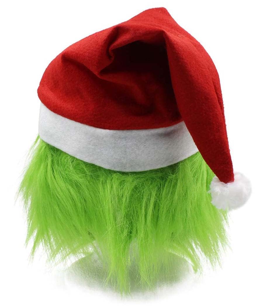 SHIFANQI Green Monster Mask,Santa Hat Christmas Mask Green Face Mask, Costume Props Cosplay Scary Head Mask for Adults