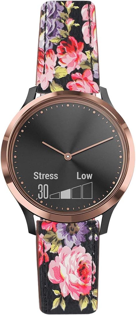 TenCloud Replacement Bands Compatible with Garmin Vivoactive 3/Vivoactive 3 Music Strap Quick Release 20mm Leather Printing Wristband Strap Bracelet (Pink flower) - Image 4