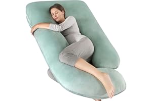 Elover Pregnancy Pillows,U Shaped Full Body Maternity Pillow with Removable Cover,Support for Pregnant Women,57 Inch Pregnancy Pillows for Sleeping (Green,Velvet)