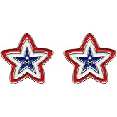 ROSTIVO Triple Layer American Star Stud Earrings for Women, Enamel Patriotic Jewelry for 4th of July, Memorial Day &amp; Political Rally