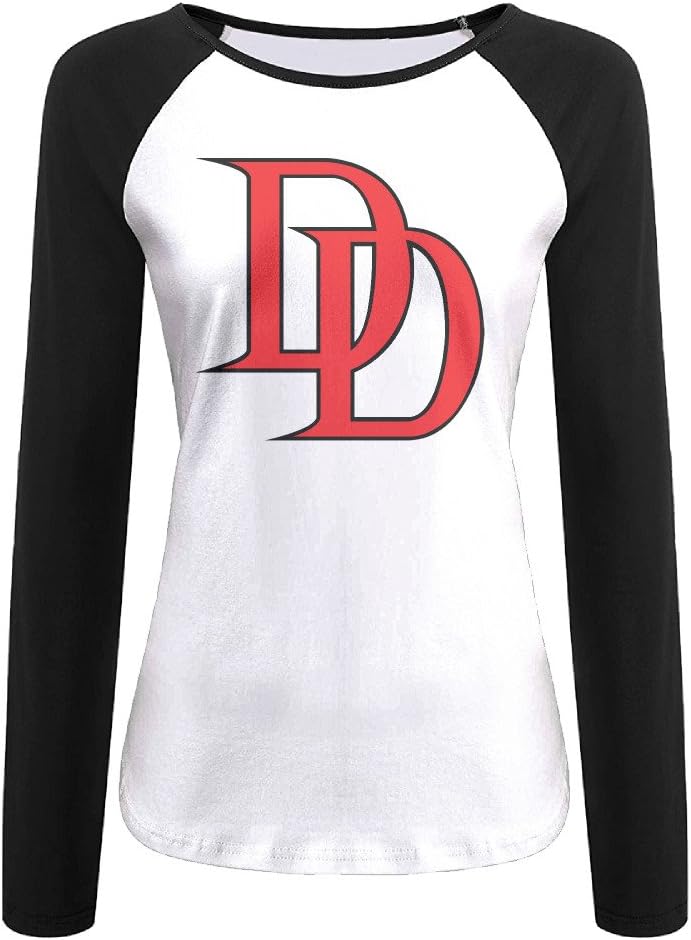 Creamfly Womens Daredevil Logo Long Sleeve Raglan Baseball Tshirt
