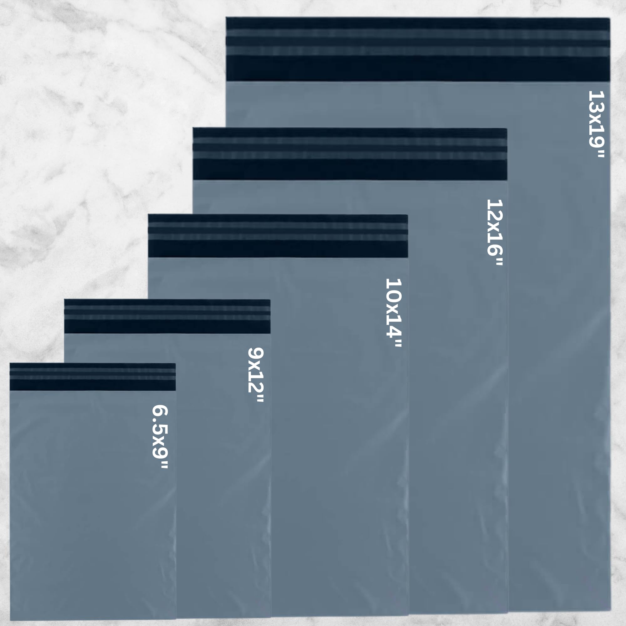 SAMZ Mixed Grey Parcel Bags - 5 Sizes 20 Each Poly Postage Mailing for Clothes, Shipping and Packaging - 100 Pieces
