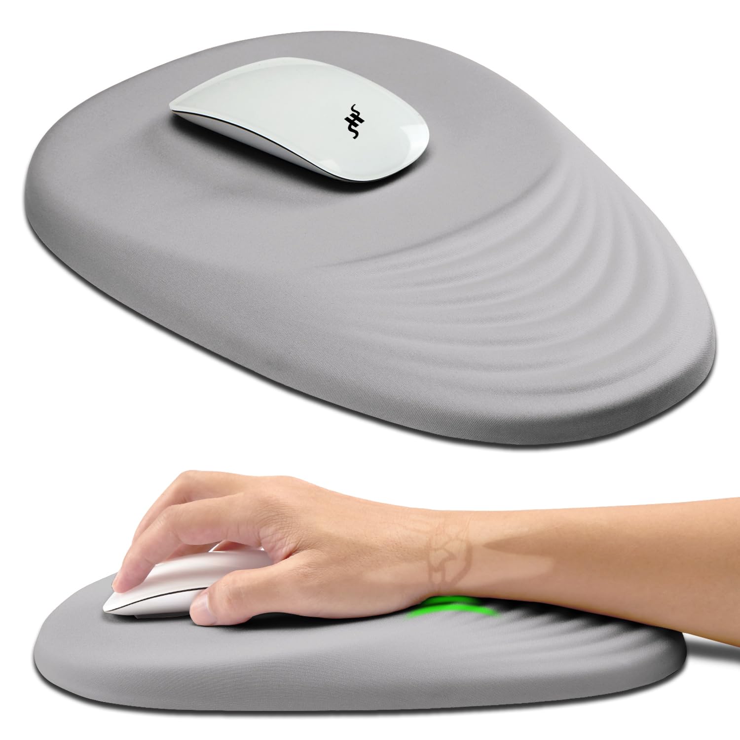 Photo 1 of Hokafenle Ergonomic Mouse Pad Wrist Support, Terraced Slope Carpal Tunnel Wrist Pad for Mouse with Unibody Memory Foam, Wrist Rest Pain Relief Mousepad (Silvery White, 11.8x7.9 in)