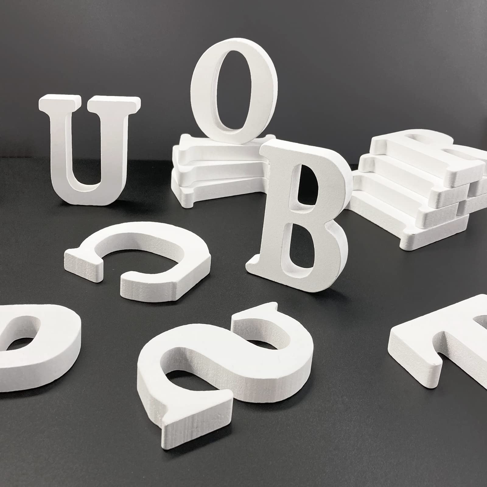 4 Inch Wood Letters, Unfinished Wooden Letters for Crafts, White Marquee Alphabet Letters for Wedding Birthday Party (Letter A)